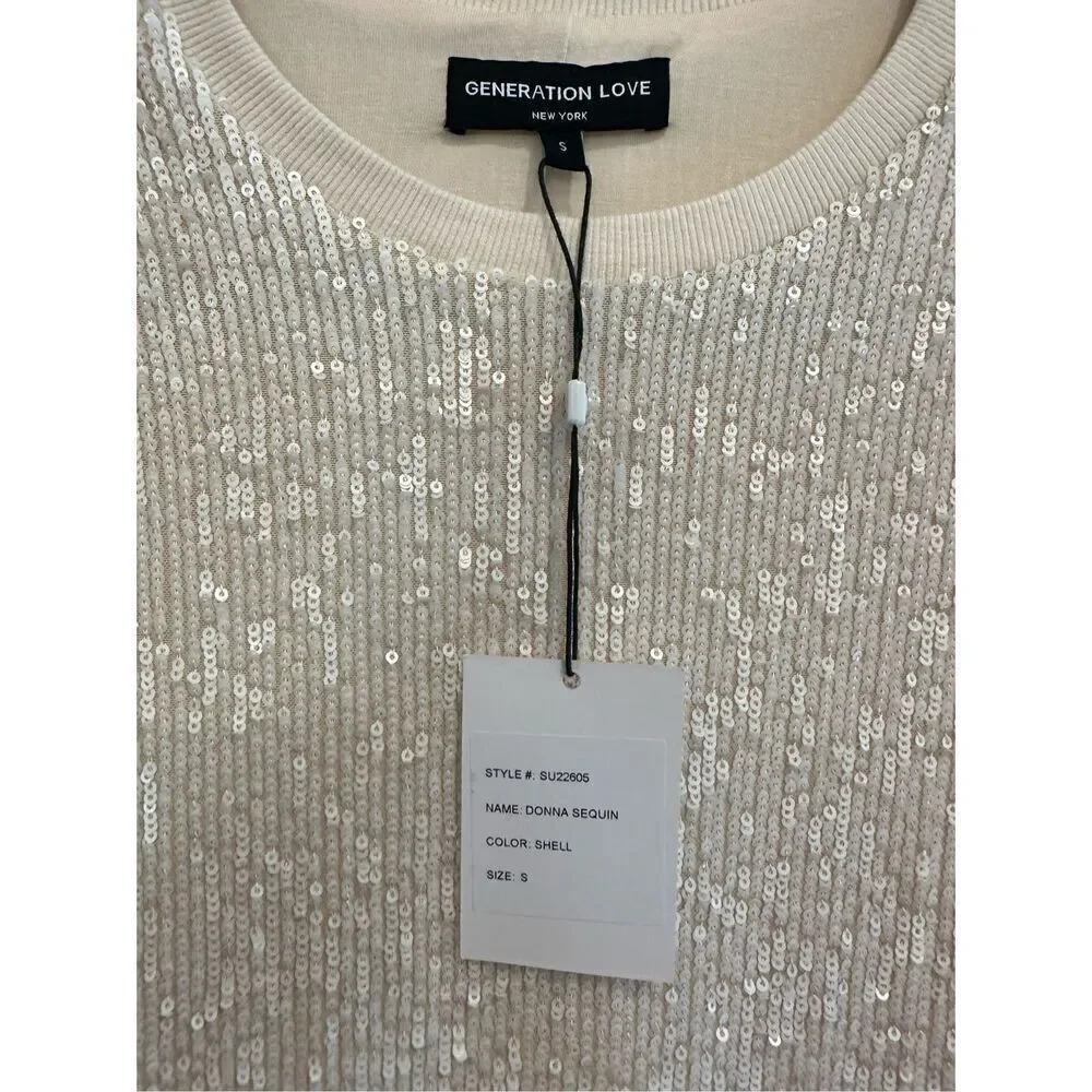 Generation Love Donna Sequin Dress in Shell Size S